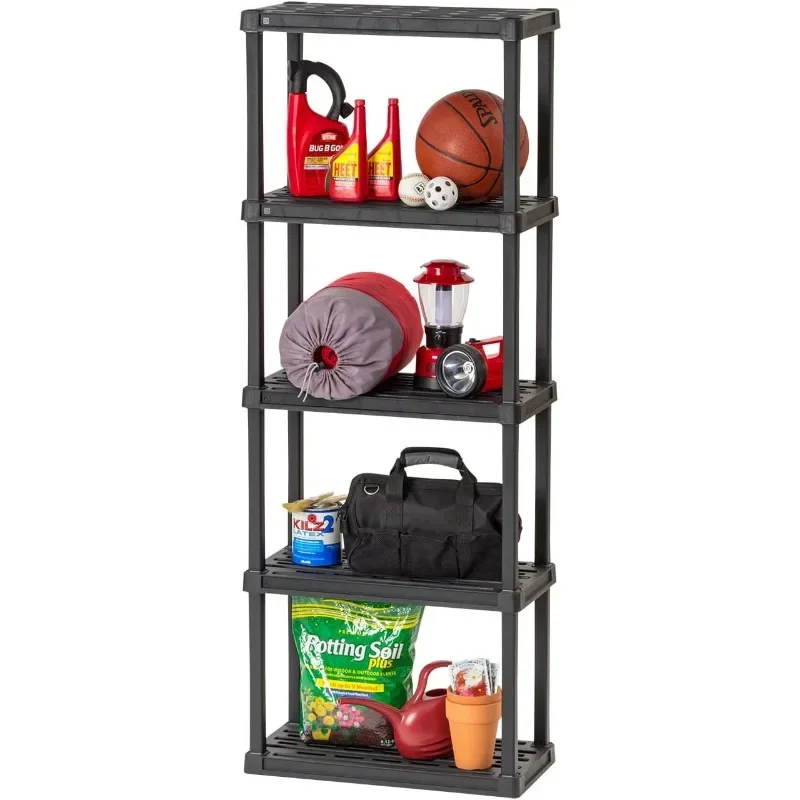 USA 5-Tier Heavy Duty Plastic Shelving Unit, 64