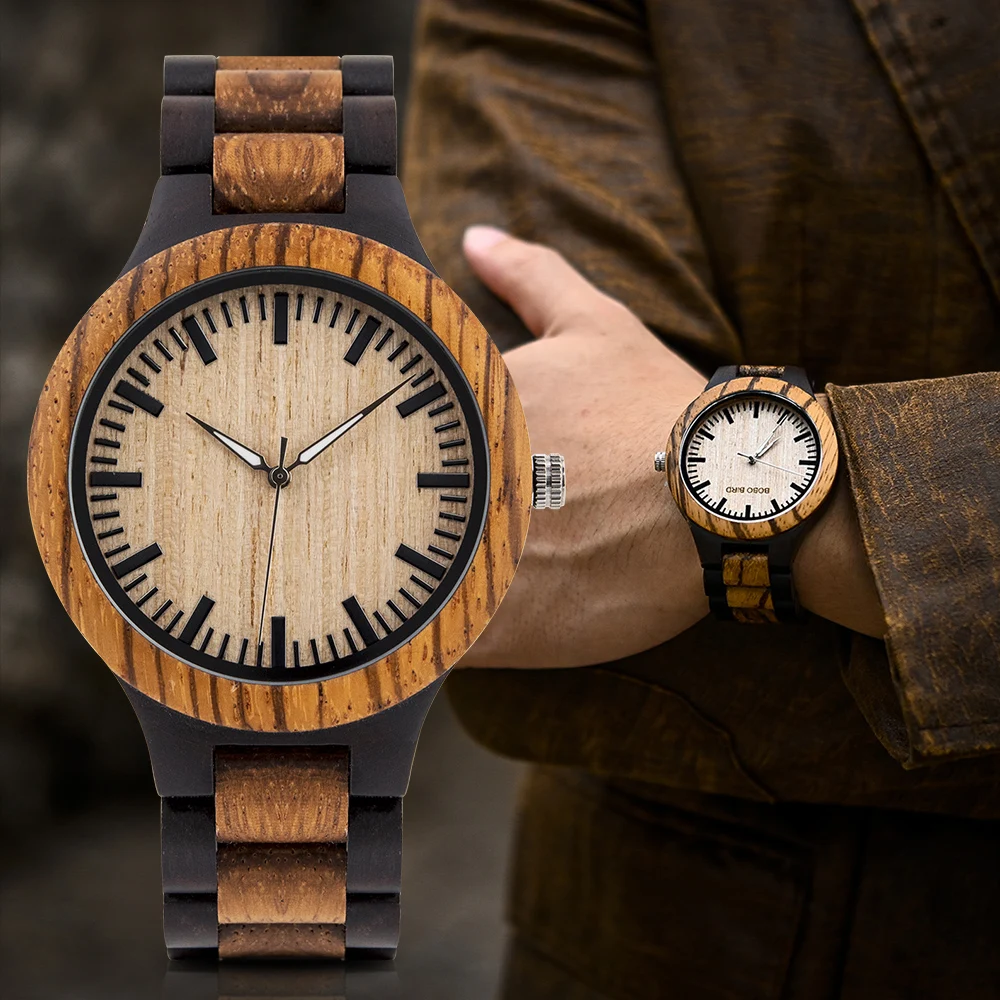 BOBO BIRD Couple Watch Zabra Wooden Quartz Watches for Men Women Fashion Luxury Christmas Gift Logo Customized Drop shipping