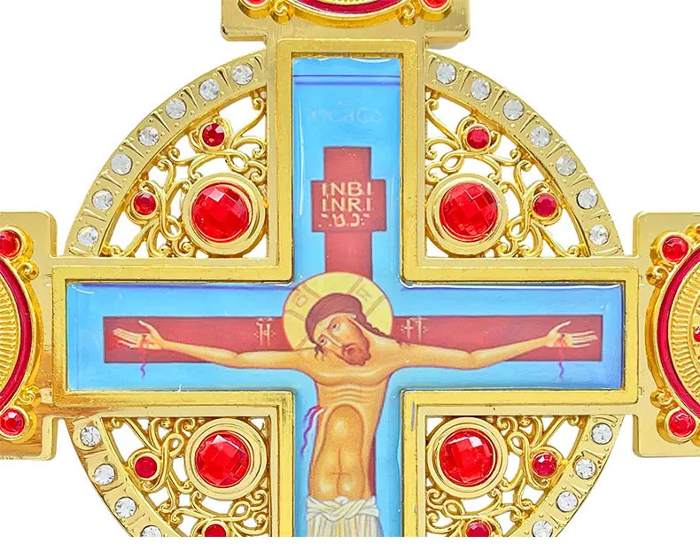 HTISOK Orthodoxes Jesus-Kreuz Handkreuz Segenskreuz Katholisches Christliches Kirchen-Wanddekor Religiöses Geschenk für Priester – Detail 5