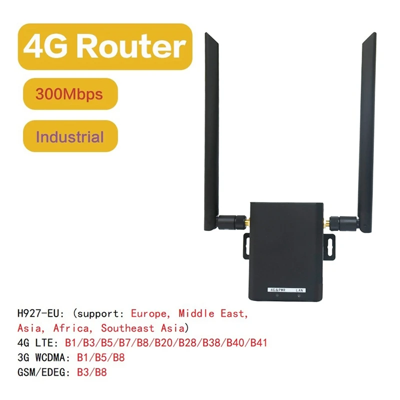 

H927 4G Industrial Grade Wireless Router 4G LTE CAT4 150Mbps SIM Slot Wifi Router Up To 16 Users With 2 SMA Antennas