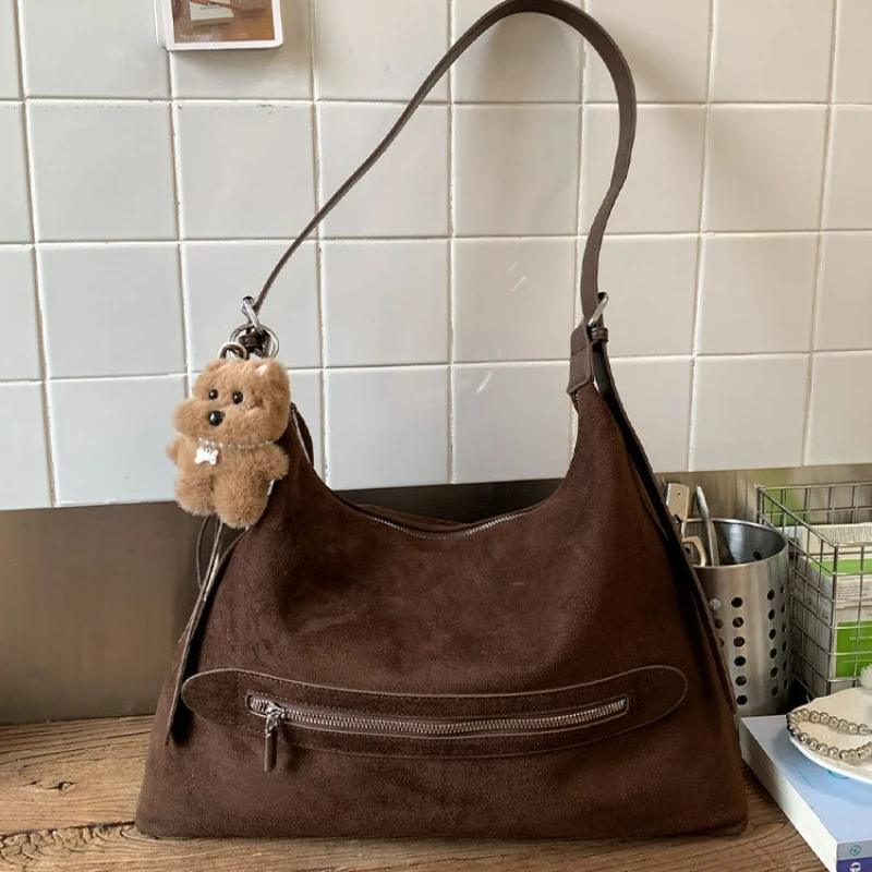 

New Retro Leisure Suede Crossbody Bag Large Capacity Shoulder Bag for Women Autumn Winter Fashion Versatile Texture Storage Bags