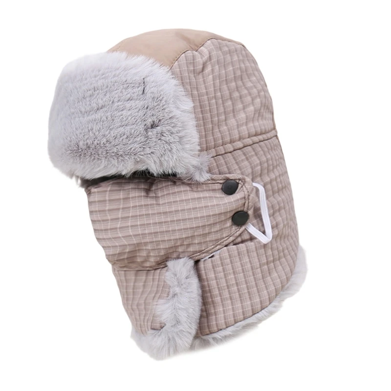 Gorro cazador cálido con forro grueso piel sintética, gorro Ushanka ajustable para protecciones en climas fríos extremos,