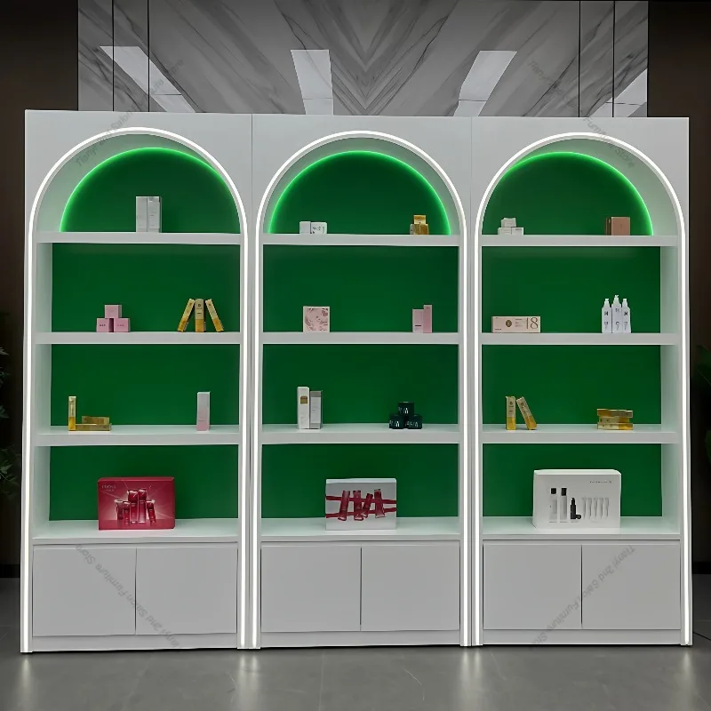 

French Cream Style Display Cabinet Nordic Creative Beauty Salon Nail Cosmetics Display Rack Barber Shop Office Furniture FYMC