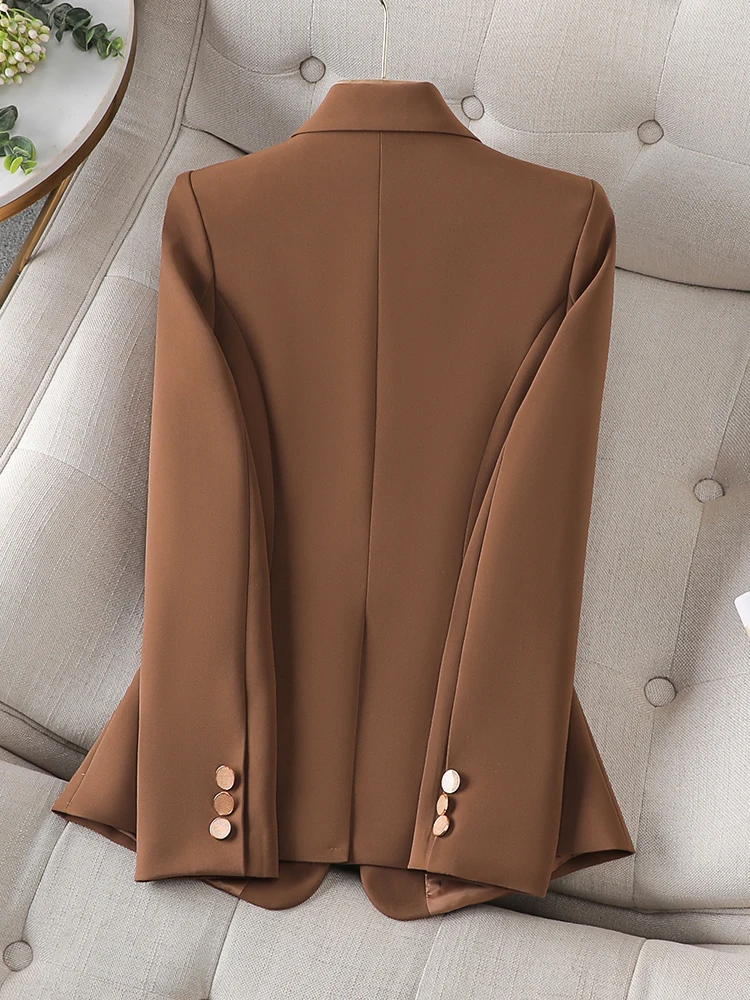 Office Ladies Formal Blazer Women Beige Coffee Black Female Work Business Wear Slim Jacket For Autumn Winter