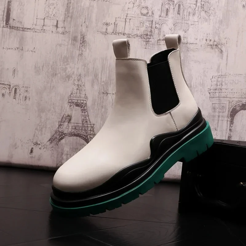 

Мужские ботинки «Челси», мужские кроссовки на платформе с увеличенным высоким берцем, зима-осень, мужские короткие ботинки на массивном каблуке