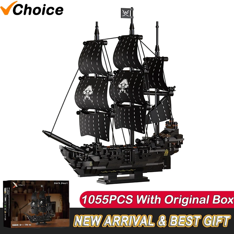 

NEW Creative Big Royal Pirate Series Assembly Blocks Black Military Pirates Battle Castle Boat Model Bricks Toy Christmas Gifts