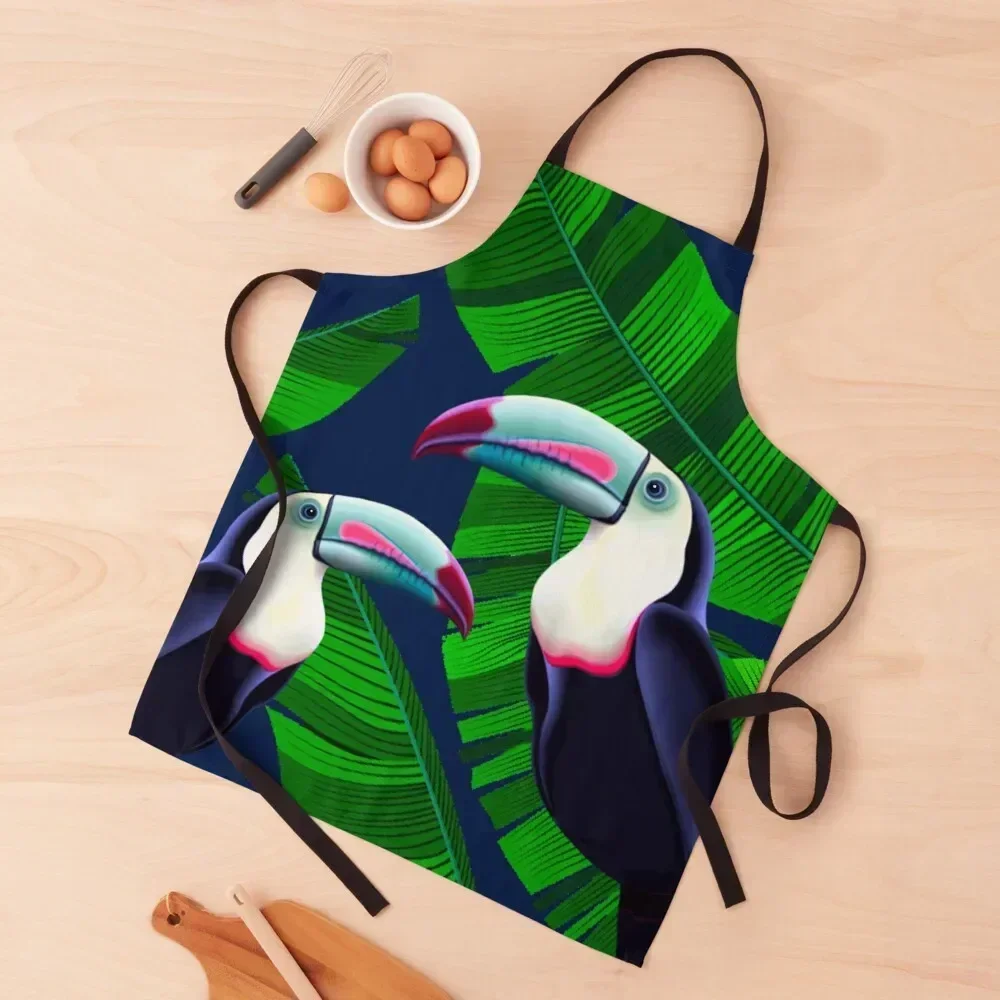 

Tropical Toucan Paradise Apron Kitchen Household Items Customizable For Kitchen Women Things For Kitchen Apron