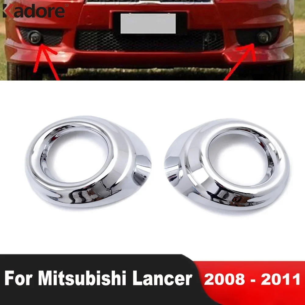 

Car Front Fog Light Lamp Cover Trim For Mitsubishi Lancer 2008-2010 2011 Chrome Head Foglight Foglamp Bezel Trims Accessories