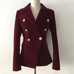 New Spring Fall Fashion Women Midnight Navy Simple Slim Velvet Blazer Office Lady Double Breasted Jacket Girl Party Gift Bl11