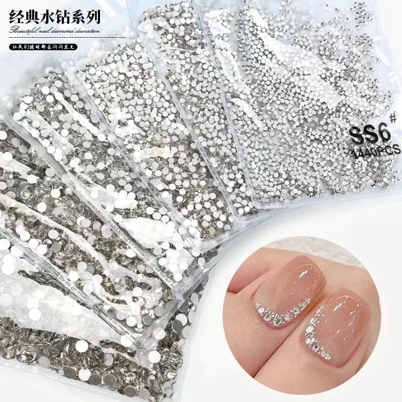 

Flatback Clear AB Rhinestones Super Sparkly Czech Crystals Mix Sizes Self Adhesive Nail Art Charms Wholesale