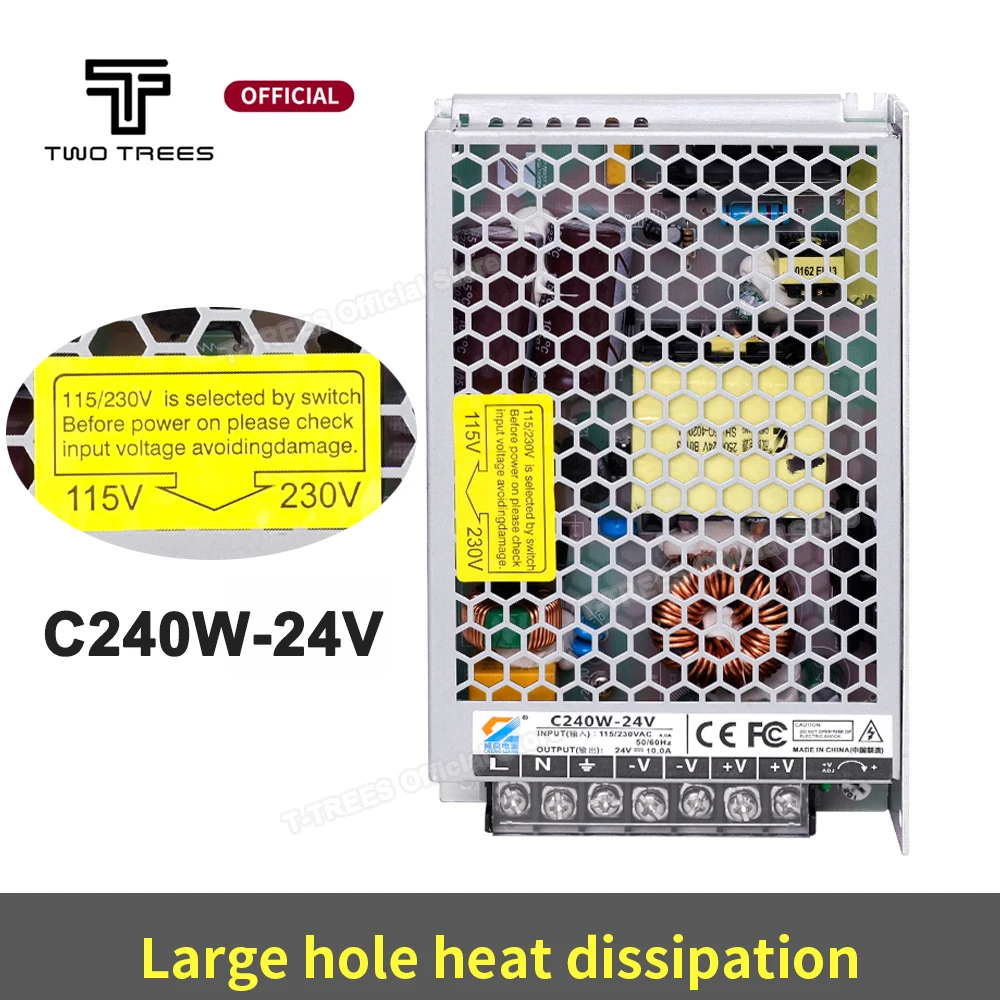 

Twotrees C240W Источник питания Импульсный источник питания Вход переменного тока 110 В 220 В Выход 24 В Адаптер питания для 3D-принтера для деталей 3D-принтера