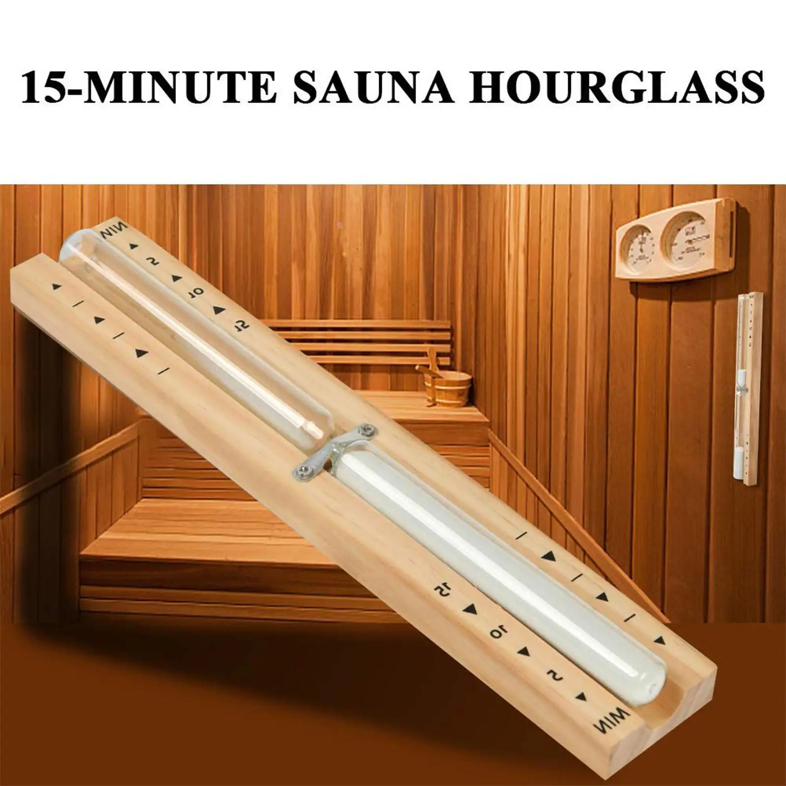 Multi-use Rotation Wall Mounted Sauna Timer 15 Minutes Wood Hourglass Clock