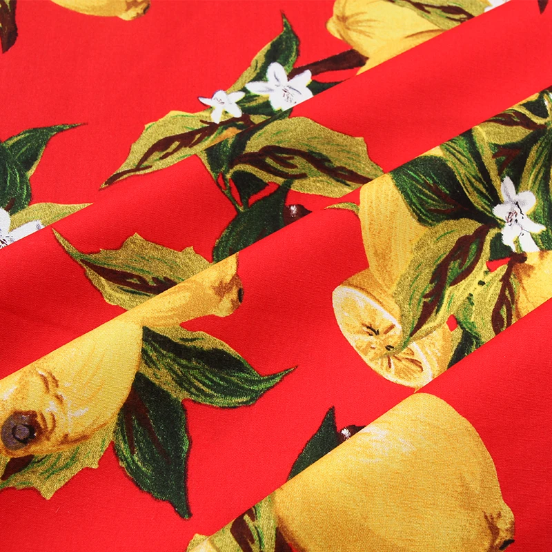 Spring/Summer Red Bottom Lemon Printed Cotton High Density Handmade Fabric