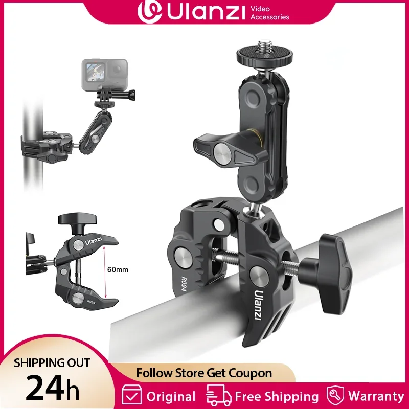 Ulanzi R094 Metal Super Clamp with 360 Ball Head Magic Arm Clamp with 1/4