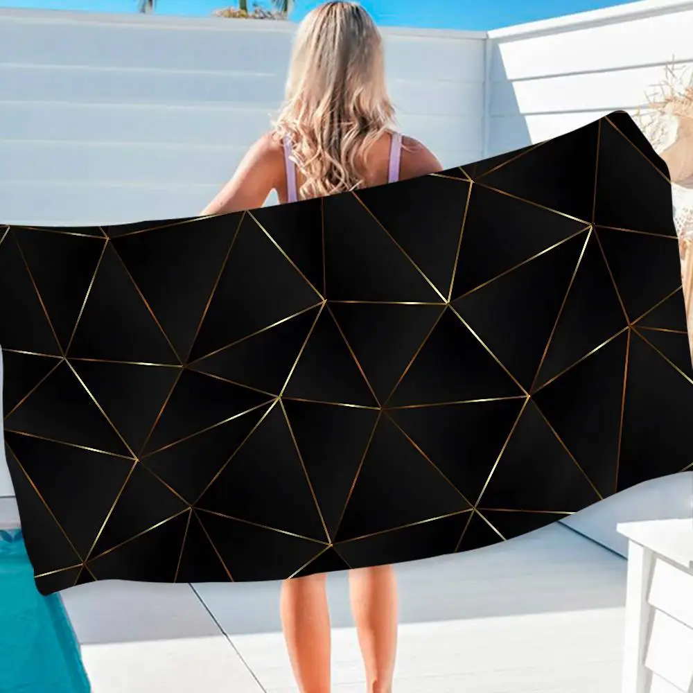 Black Matte Microfiber Beach Towel Absorbent Quick dry Soft Yoga Swimming Resort Mountain Climbing Towel