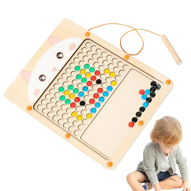 

Magnetic Dot Art Educational Toddler Toys Boy Magnetic Wood Learning Counting Puzzle Board Magnetic Puzzles Drawing Boards With