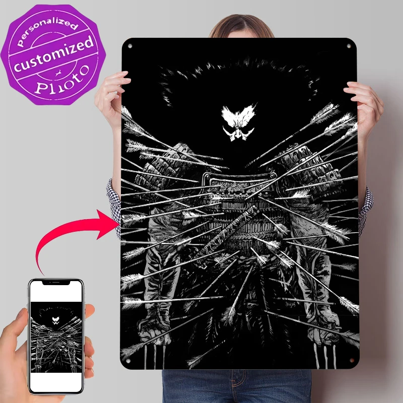 Samurai Pierced By Arrows Tin Poster Customized Wall Art Retro Vintage Metal Signs for Fans Room Bedroom Decoration At Home Cozy