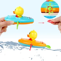 1 pcs Cute Cartoon Duck Bath Toys Classic Water Toy Back Rowing Boat  Baby Bathing Swim Duck Chain Clockwork Toy for Children