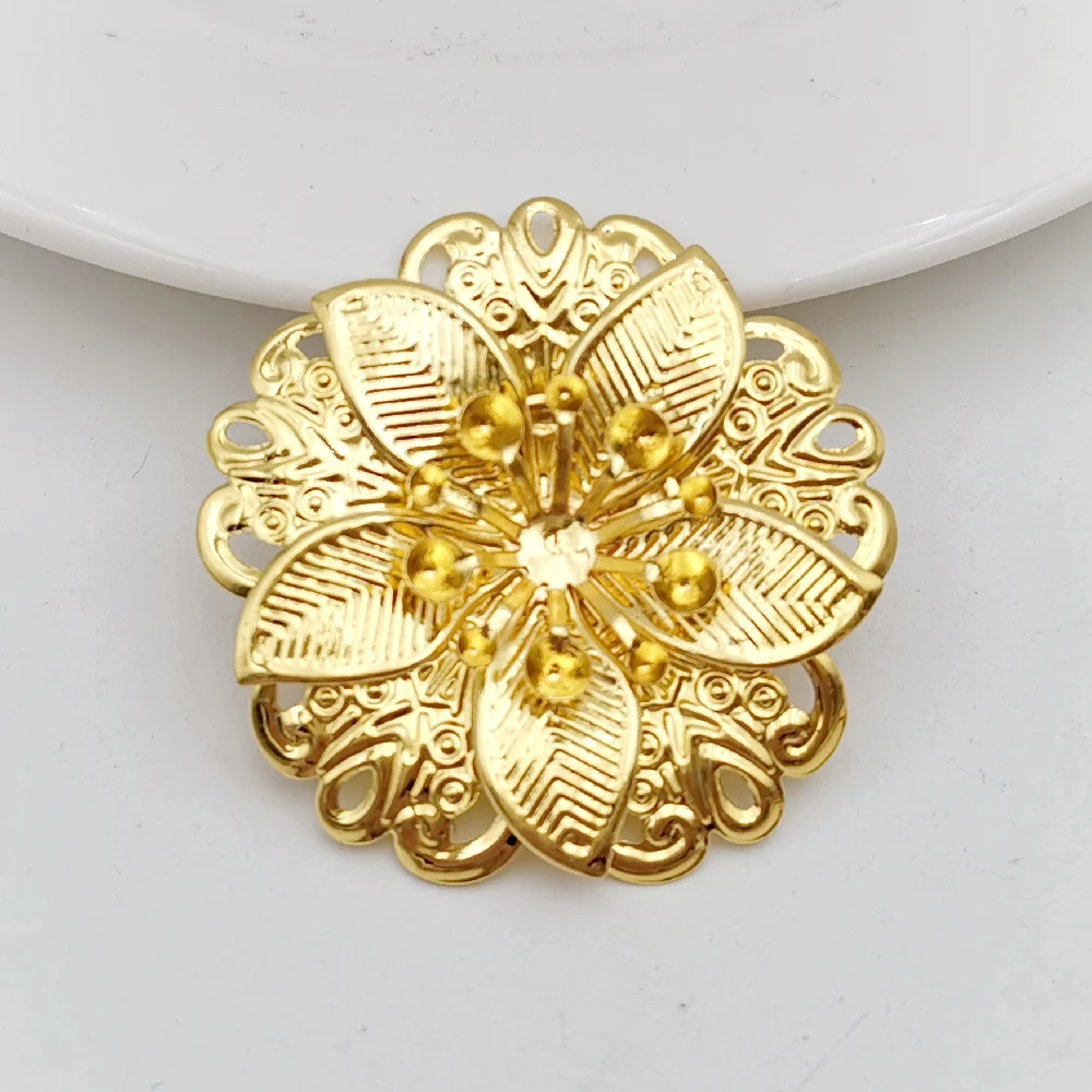 10 Pcs Filigree Wraps Flower Connectors Metal Crafts Decoration For Jewelry Making DIY Accessories Gourd Charm Pendant