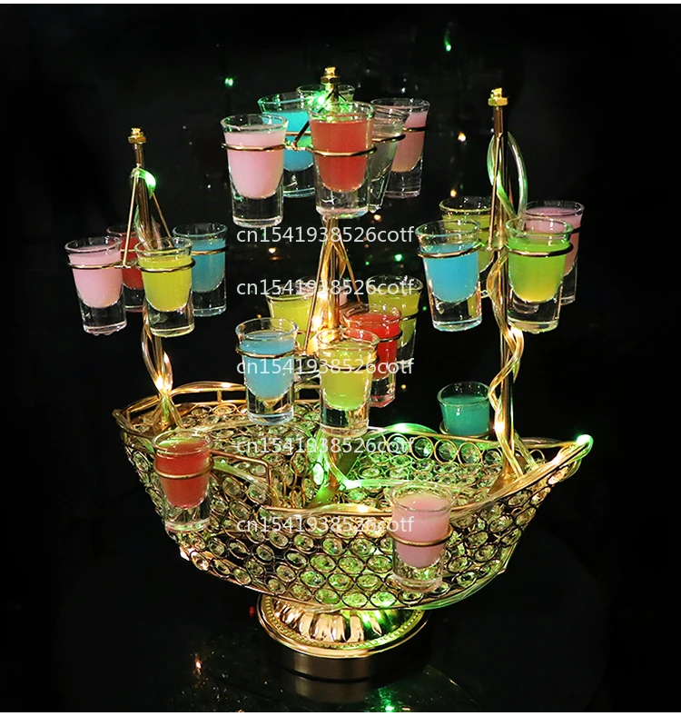 

Подставка для коктейлей в форме парусной лодки с LED-подсветкой, держатель для бокалов для шампанского, светящийся держатель для стаканов для KTV