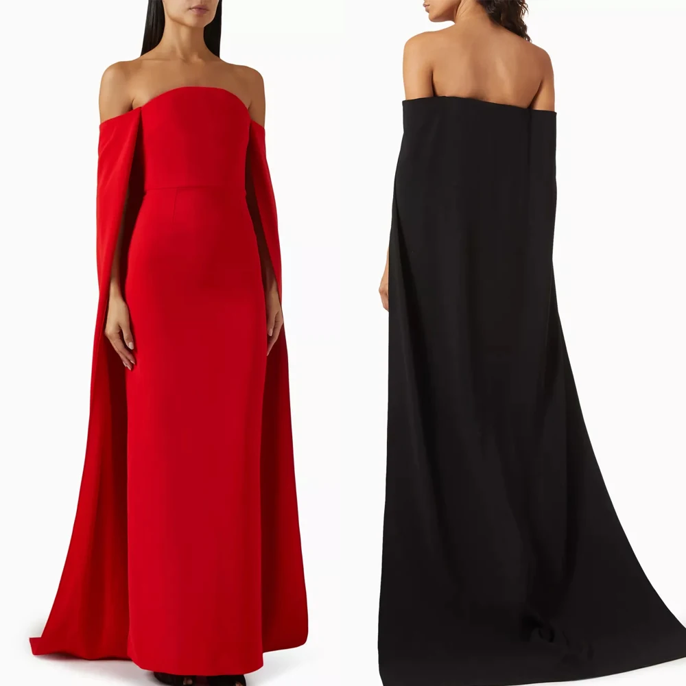 

Customized Sexy Elegant Off-shoulder Cape Gown A-Line Evening Dresses Formal Exquisite High Quality Prom Party Gowns for Women