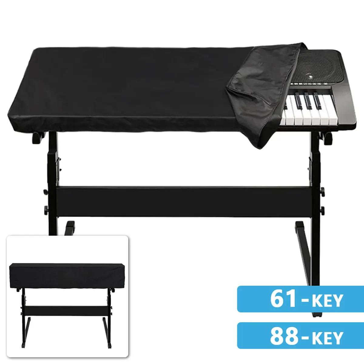 61/88 Keys Electronic Keyboard Digital Piano Dust Cover w/ Adjustable Cord Dustproof Piano Case Accessories Waterproof Black Bag