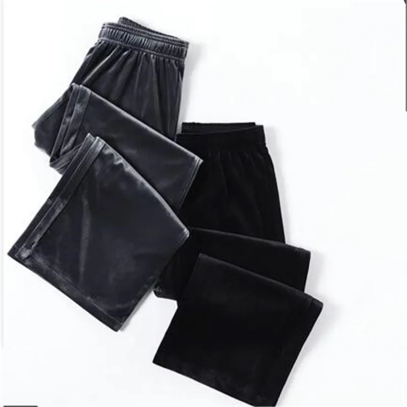 2024 Autumn New women fashion elastic waist velour pants, bottoms straight Loose velvet long Trousers pantalon femm