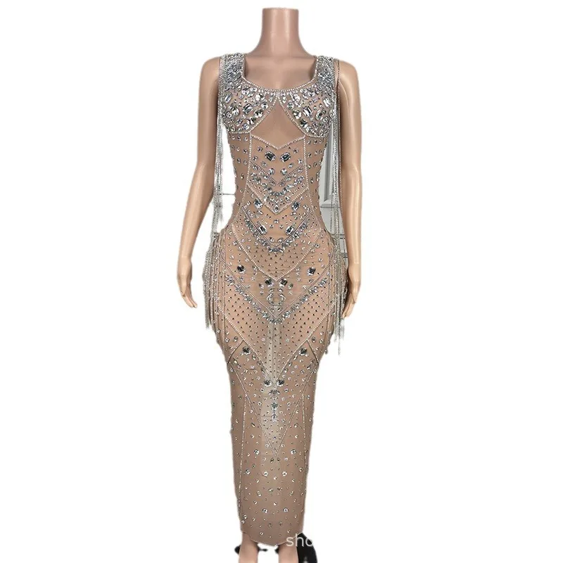 

Tassel Hot Diamond Temperament Slim Dress Party Dinner Company Annual Meeting Banquet Host Fashion Club Evening Wear Ever Pretty