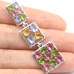 Buy 4 Get 1 Free 5.4g Multi Color Citrine Tourmaline Peridot Blue Topaz Kunzite Violet Tanzanite Smokey Topaz Silver Pendant