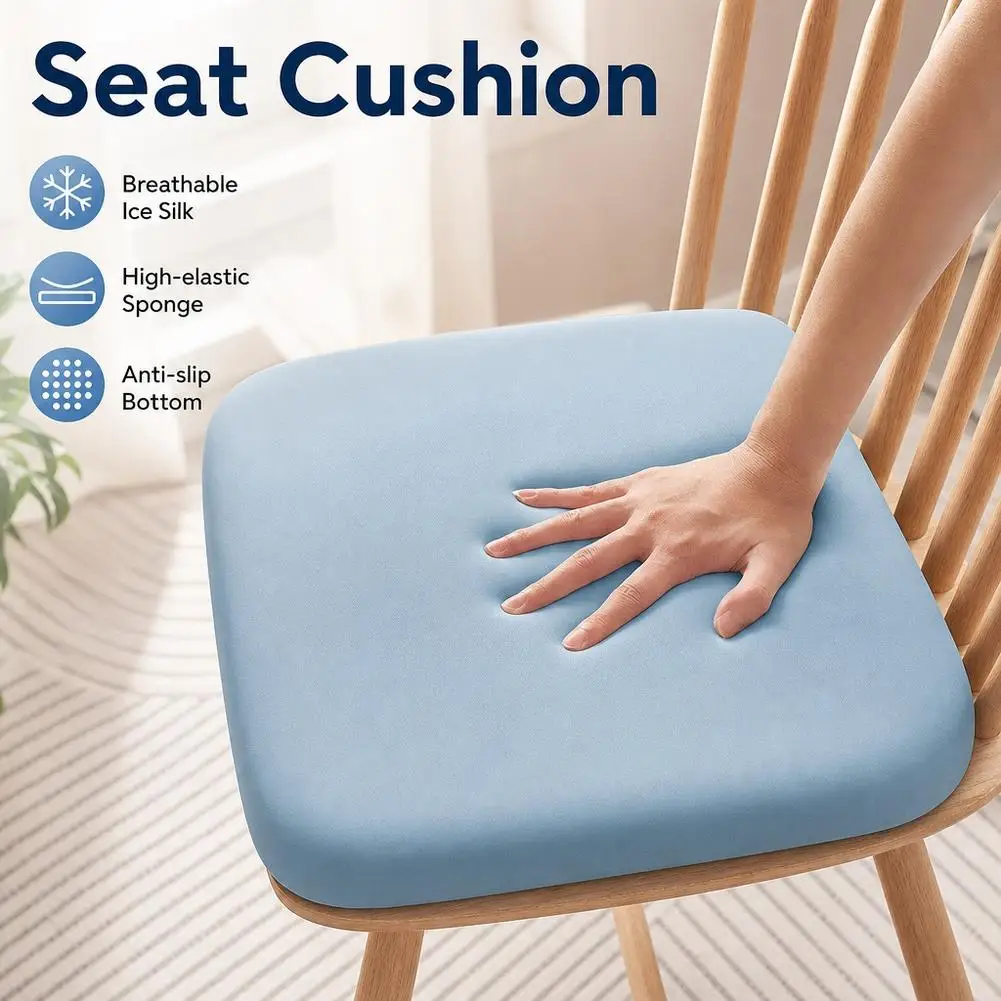 Breathable Seat Cushion Thickened High Elastic Foam Chair Pad Non-Slip Removable Cover For Office Dining Student Stool Home