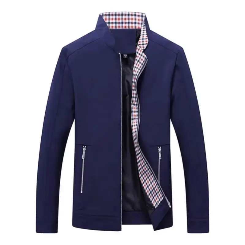 Men's Middle-Aged Thick Jacket Loose Standing Collar Spring Autumn Business Clothing for Middle-Aged And Elderly