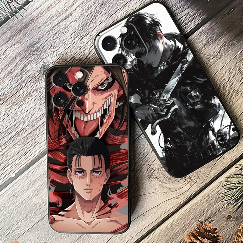 Anime Attacks On T-Titan For iPhone 15 14 13 12 11 XS XR X 8 7 SE Pro Max Plus Mini Black Soft Phone Case