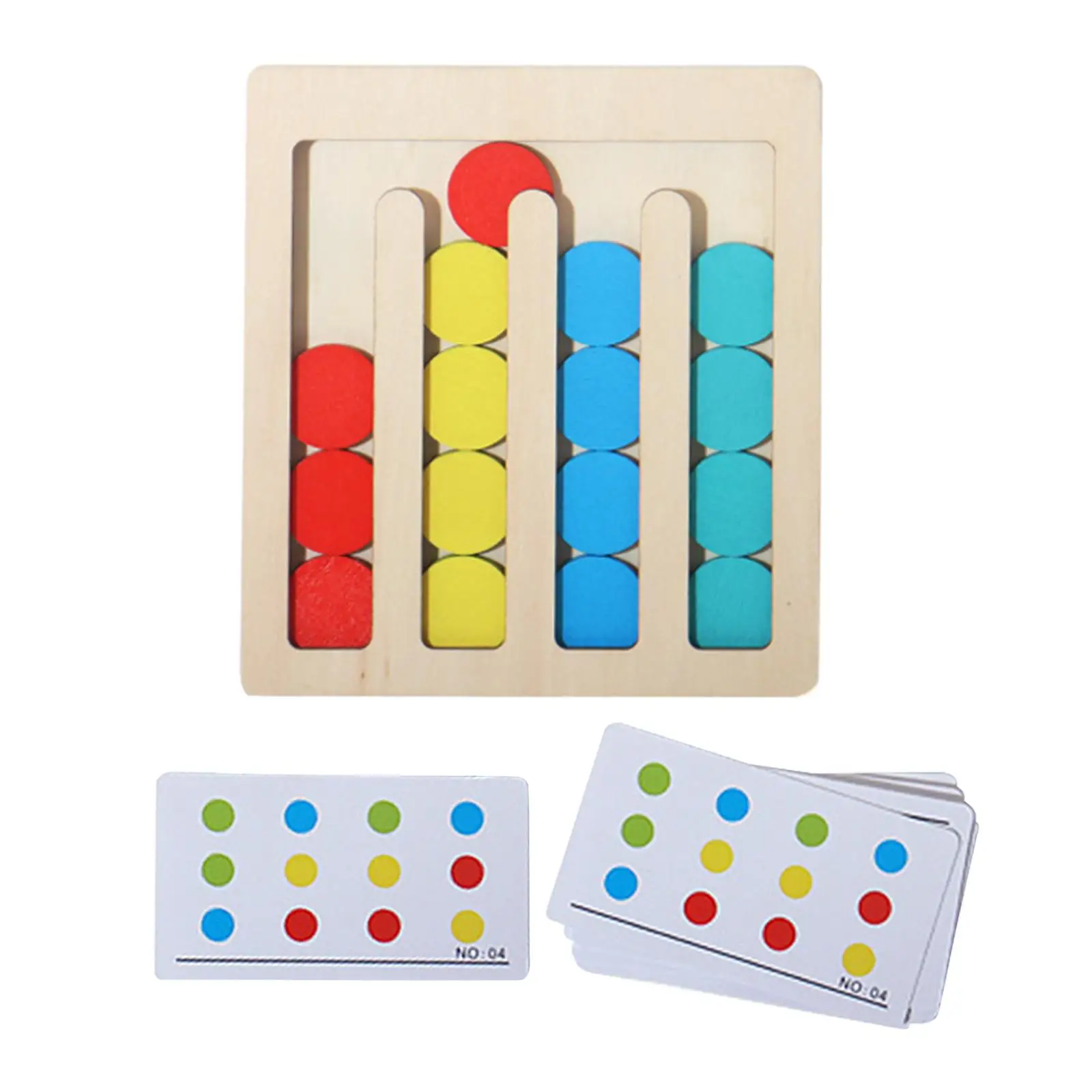 Wooden Montessori Toys Brain Teasers Color Shape Sorting Matching Slide Puzzle Board for Girls Kids Boys Holiday Gifts