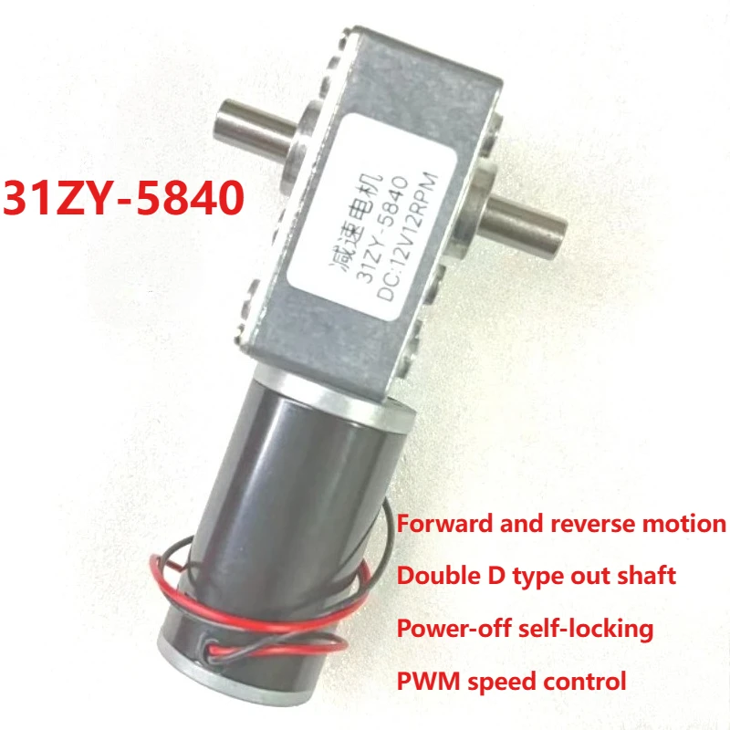 Double-axis Worm Gear Reducer Motor 5840-31ZY  Power-off Self-lockingCW/CCW High-torque Miniature Metal Motor DC 12/24V