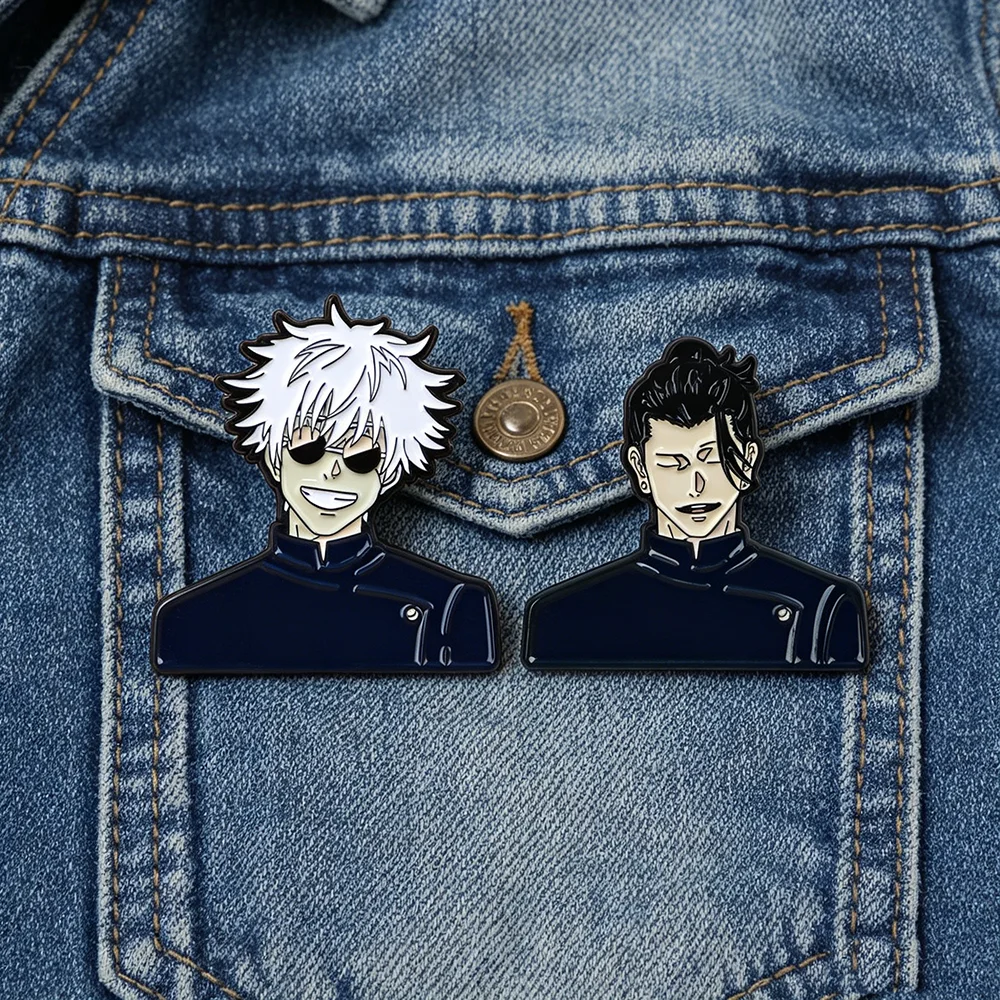 2pcs Creative Anime Jujutsu Brooches Cute Gojo Satoru Itador