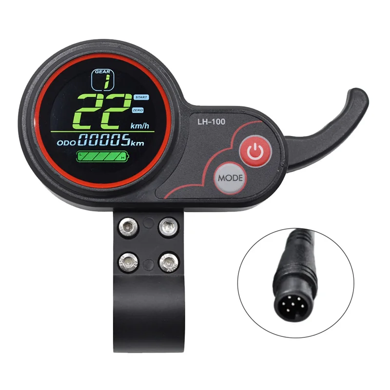 

LH100 LCD Display Dashboard Throttle Meter 24V-60V For Kugoo Electric Scooter Ebike LCD Display Speedometer Replacement (6PIN)