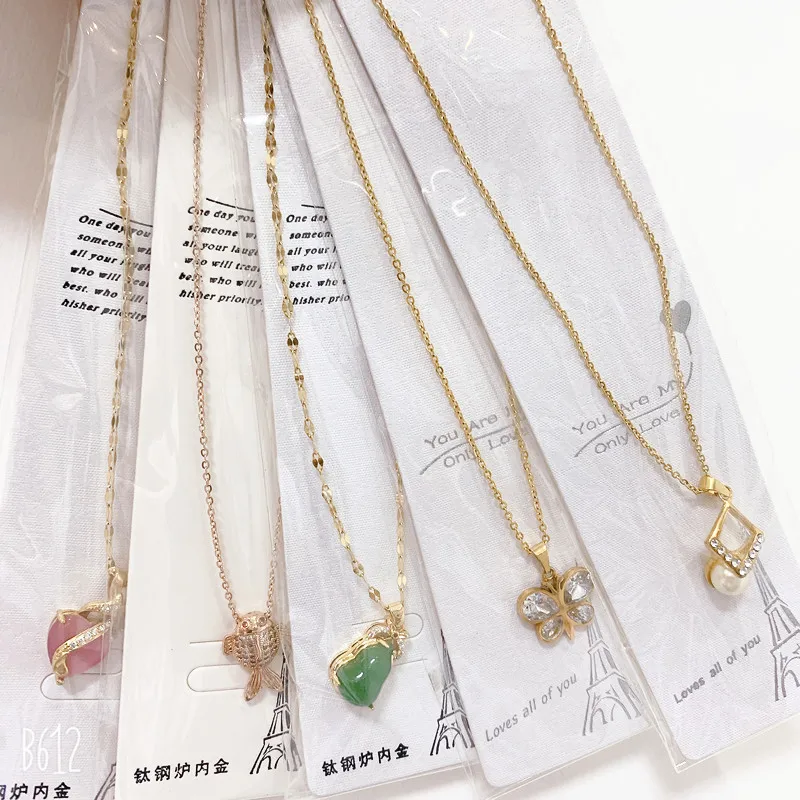 Trendy Stainless Steel Pendant Chain Necklace Rose Gold Steel Color Necklace Mixed Batch Source Manufacturer Direct Sales