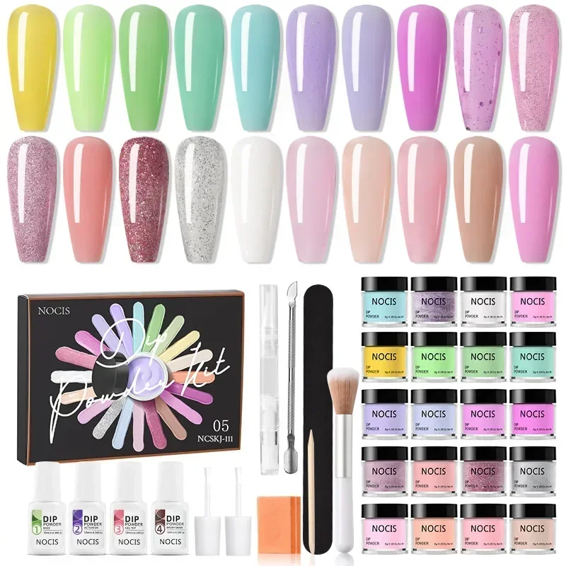 

Icey Beauty 30pcs Dip Powder Nail Kit 20 Colors Macaron Rainbow Starter with Base Top Coat and Activator for DIY Nail Art