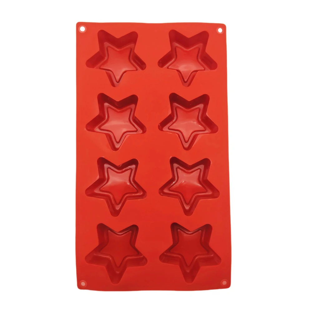 

New Arrival Home Kitchen Silicone Cake Mold DIY Handmade Soap Mold 8 Hole Pentagram Shape Jelly Pudding Ice Grid Baking Mould