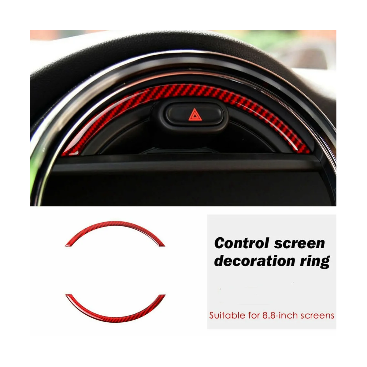 For Mini Cooper F55 F56 2014- Console Navigation S n Frame Trim Red Real Carbon Fiber