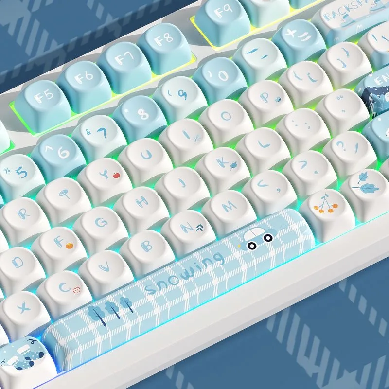 MOA Keycap Winter snow Keycap Gift 128 Keys PBT Keycap Diy Creative For 61/64/84/87/104/108 Mechanical Keyboard Keycaps