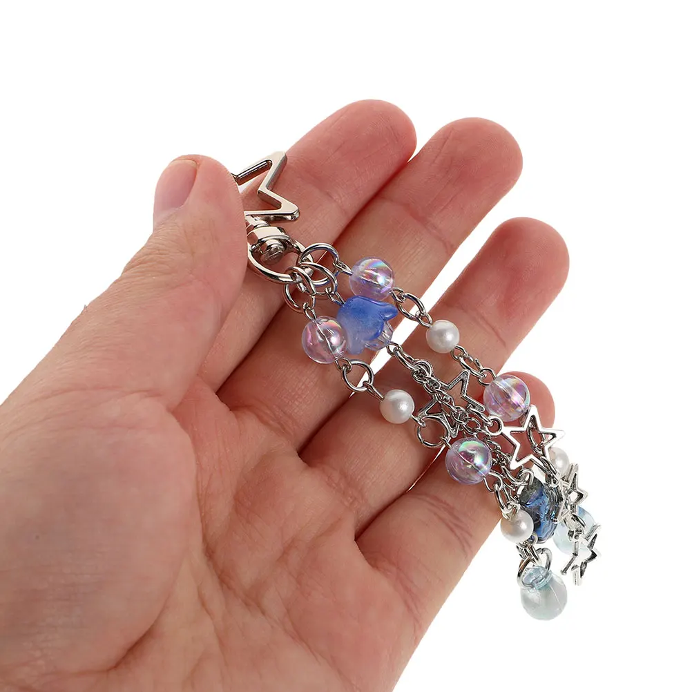 

2Pcs Tassel Keychain Kawaii Charm Phone Cute Charms Car Accessories Bead Chain Fish Keychain Strap Cartoon Bracelet Necklace