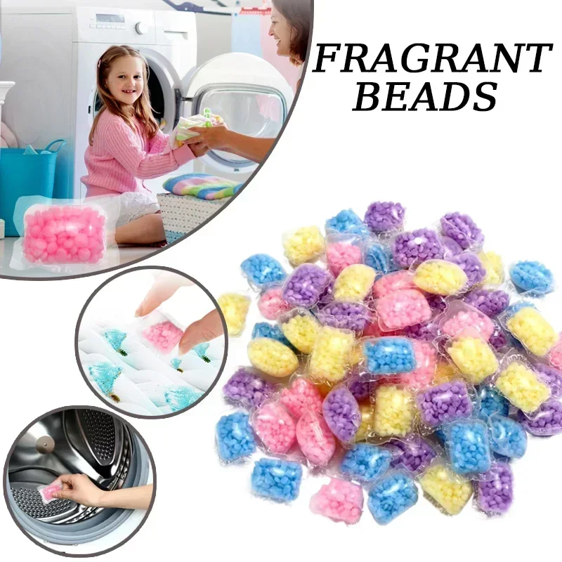 Laundry Fragrance Beads 50 Pcs Long-lasting Fragrance Retention Laundry Beads Water Soluble Softener Laundry Scent Booster Aroma