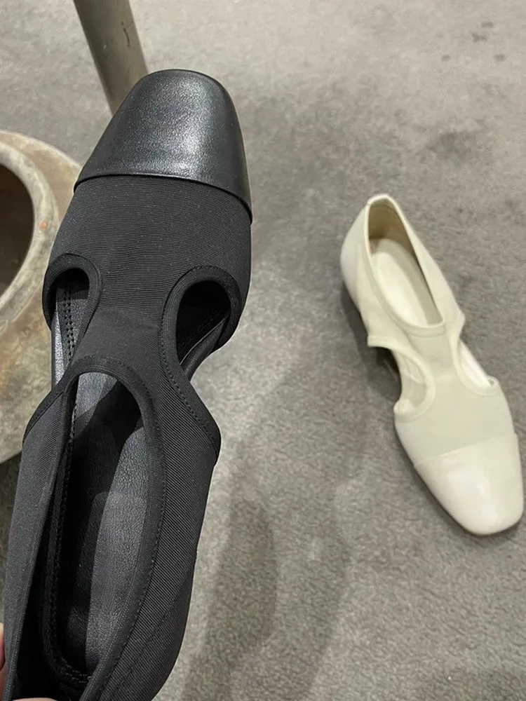 ساحة تو كعب منخفض تقسم شبكة الصنادل بسيطة تنفس الجانب حفرة الشقق الجلود الناعمة مريحة تنوعا أحذية نسائية