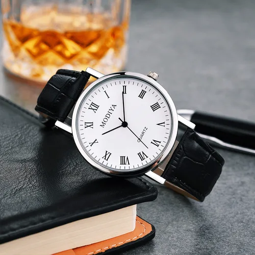Imagen 2 del producto Relojes analógicos con correa de cuero de lujo, reloj de pulsera de negocios para hombres, reloj de pulsera de cuarzo ultrafino, reloj Simple informal para hombres y mujeres