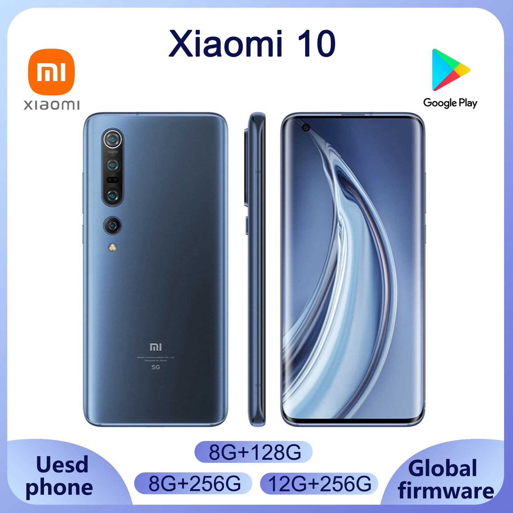 Xiaomi 10 Smartphone Snapdragon 865 MI 10 100MP Camera 4780mAh Battery MultiLink Global Version MIUI 11 5Gused phone