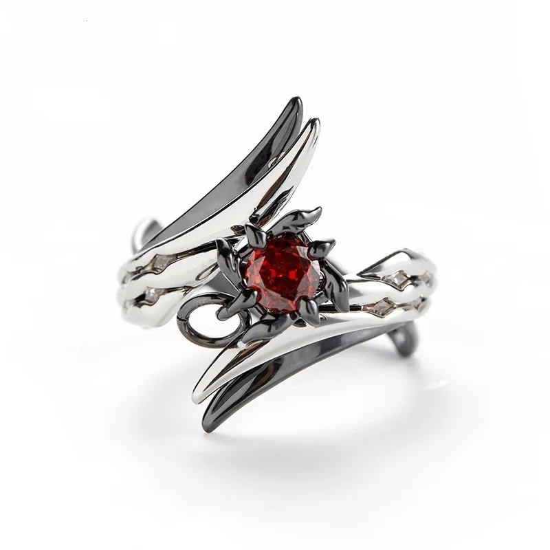 

Arlecchino Inspired Necklace Ring Set Dark Gothic Anime Game Peripheral Index Finger Ring Unique Jewelry