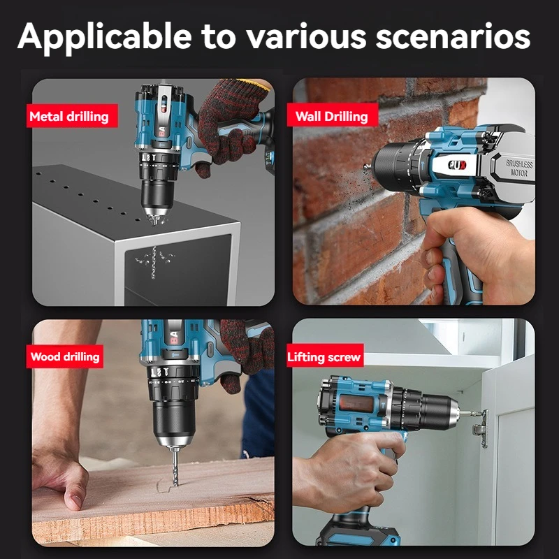 The 13mm Lithium-Ion Impact Drill With a Handheld Electric Drill Can Be Used For Drilling Tiles Metals And Wood