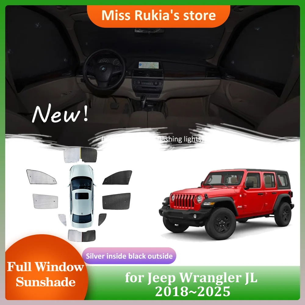 

Автомобильные солнцезащитные козырьки для Jeep Wrangler JL 2018 ~ 2025 2019 2020, солнцезащитный козырек на крыше, боковая занавеска на лобовое стекло, аксессуары для крыши