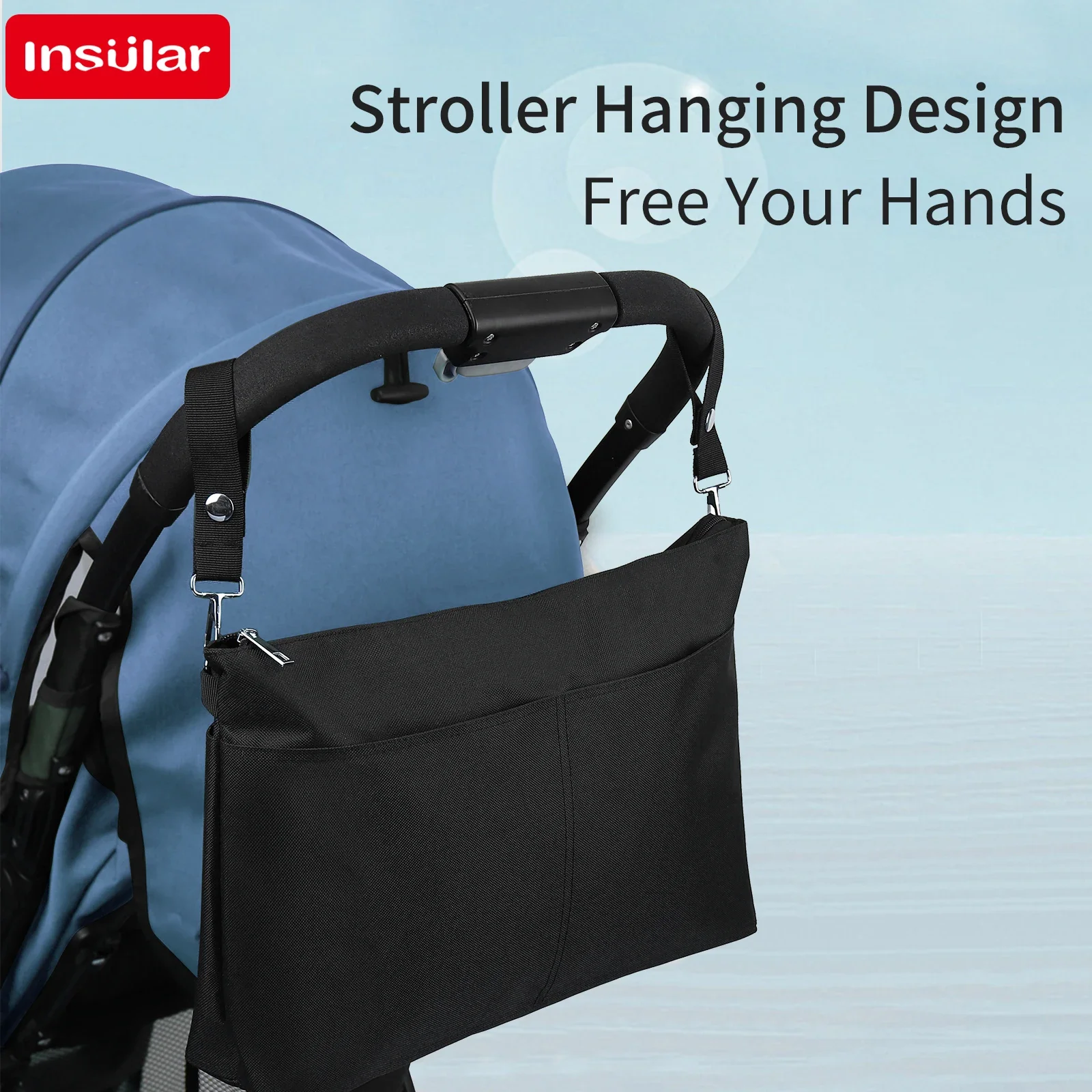 

Insualr New Style Mommy Single-shoulder Bags Large Capacity Maternity Diaper Package Waterproof Stroller Hanging Bag to Travel